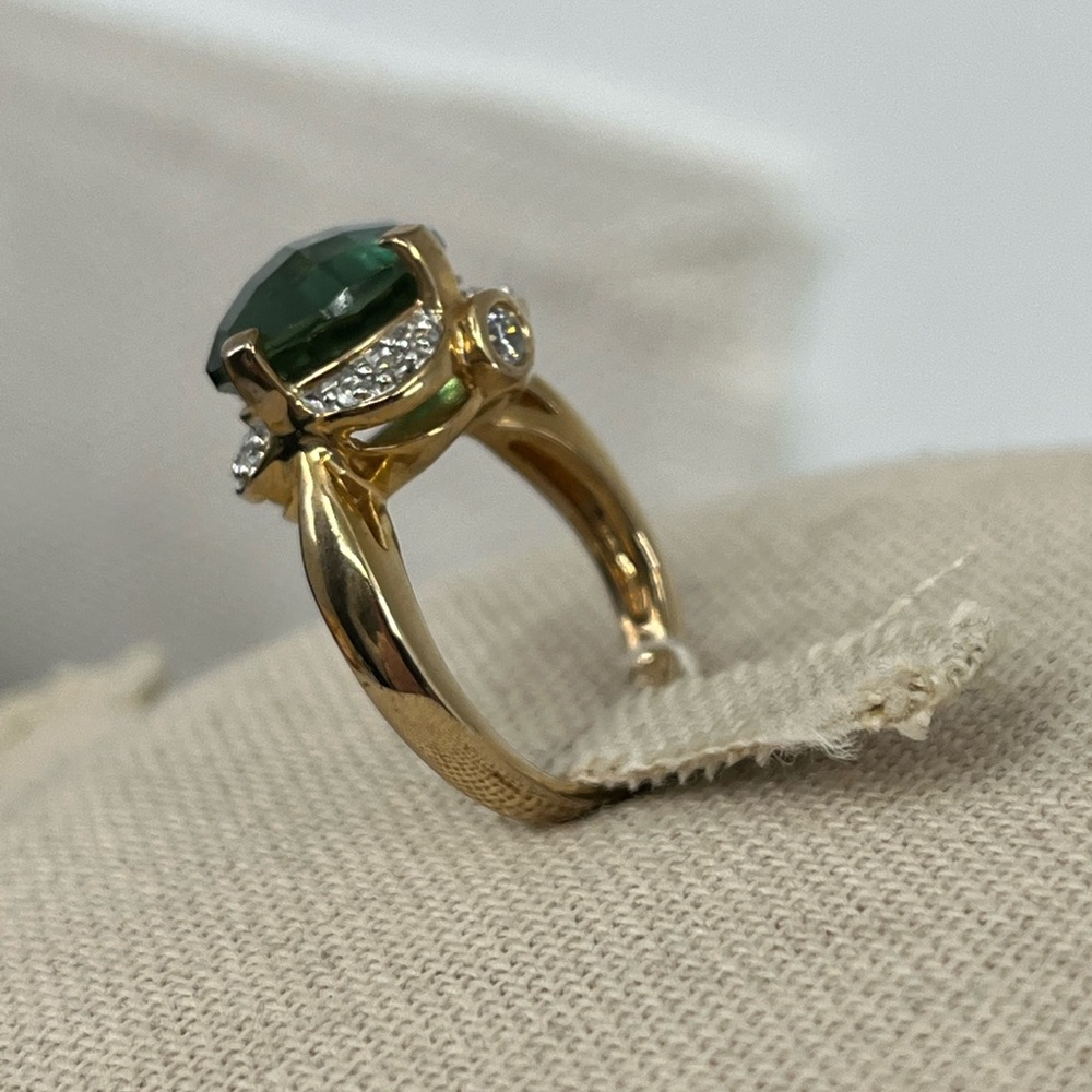 ✨ Vintage 925 Gold Overlay Green Gemstone Ring Size 4.75 - Picture 10 of 17